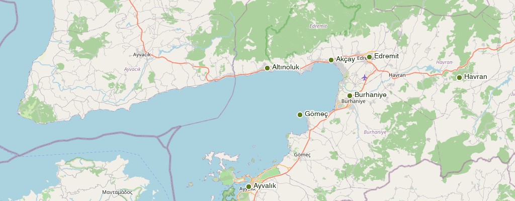 Gulf of Edremit service area map